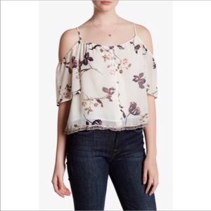 Anthropologie ASTR Floral Button Top Blouse